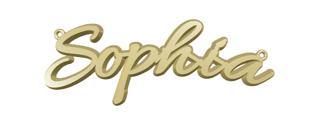 Front view of the native Sophia pendant within an illustrative shop-branded screen